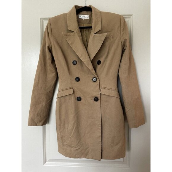 House of CB Alexis Robe Blazer in Camel Size Small Trench Coat Dress - Picture 3 of 12